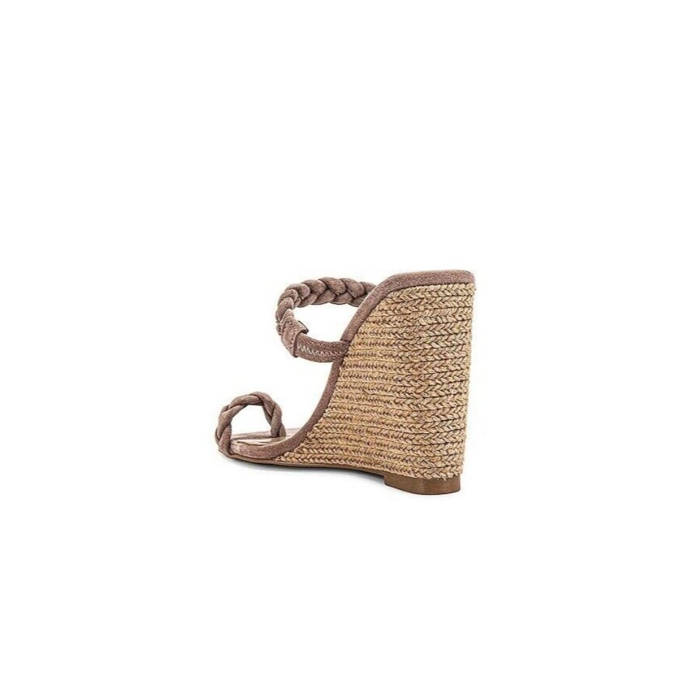 RAYE Essex Wedges Taupe Braided Espadrilles Square Tie Ring Revolve 9 $178 - Picture 3 of 7